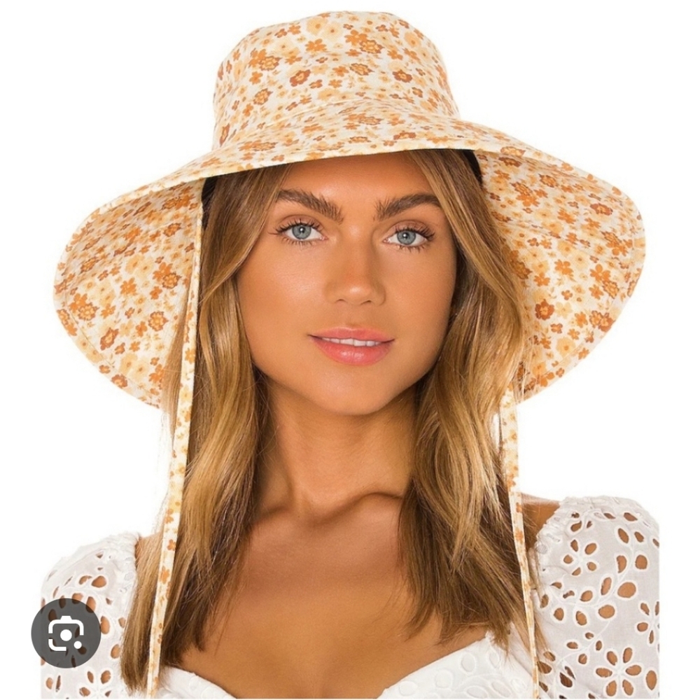 Lack Of Color Floral Sun Hat in Cream and Mustard